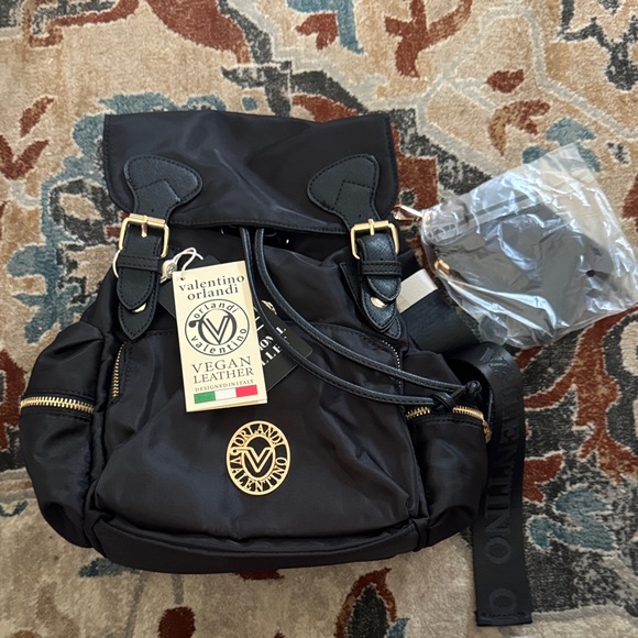 Valentino Orlandi Black Vegan Leather Backpack - Picture 1 of 6